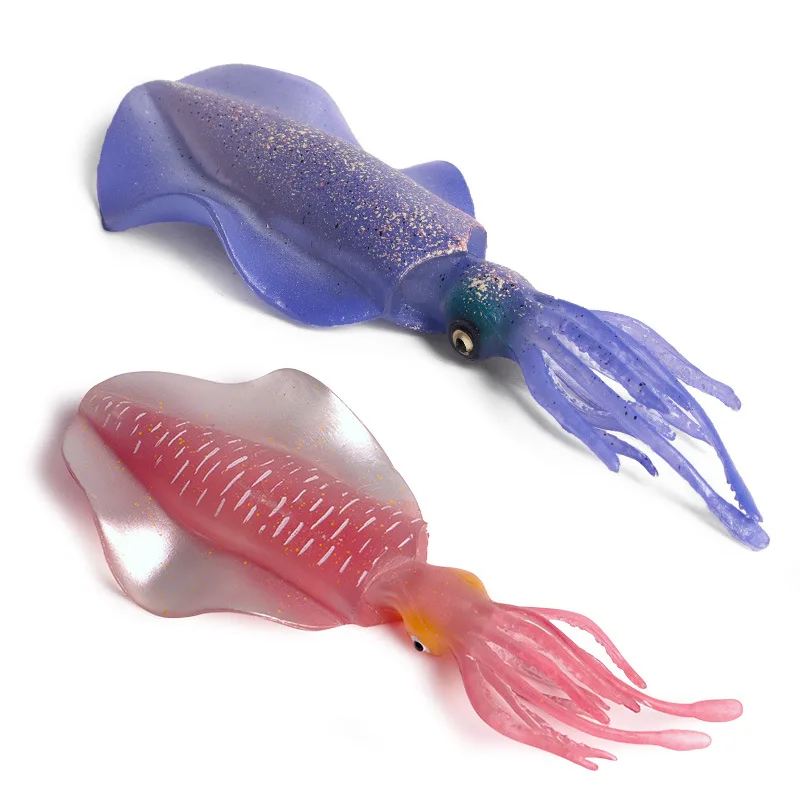 Squid Inkfish Sleeve-fish Ocean Fish Figure Animal Model Collector Kid Gift Toy