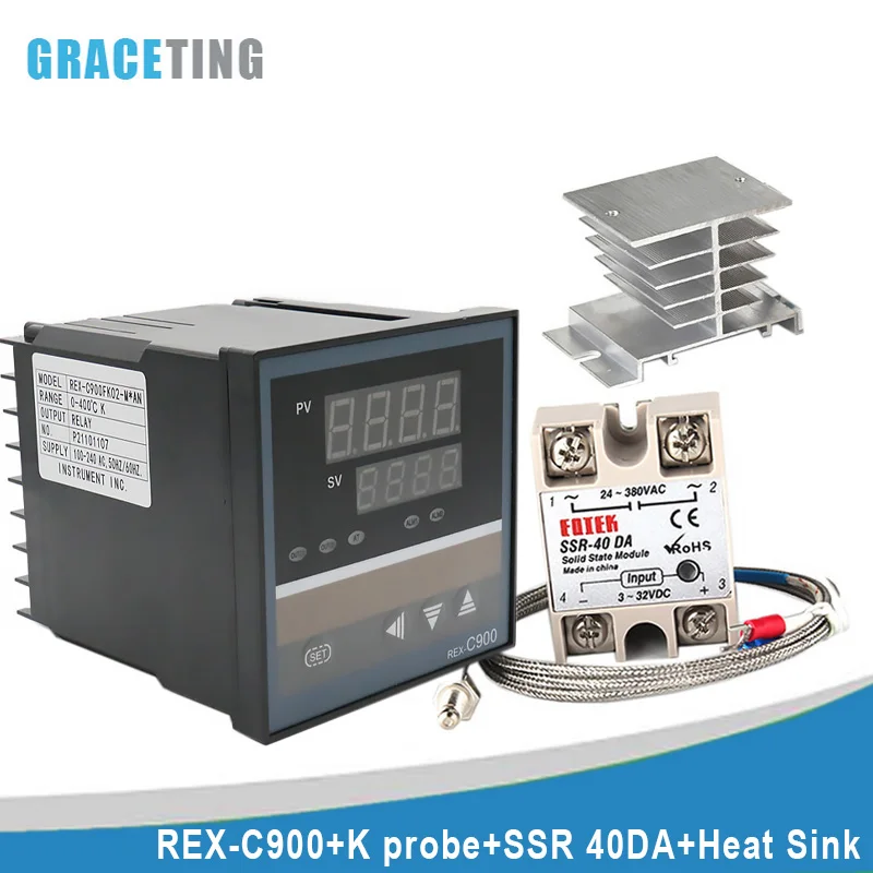 Digital PID Temperature Controller REX-C900 Thermocouple Input Relay/SSR Output 