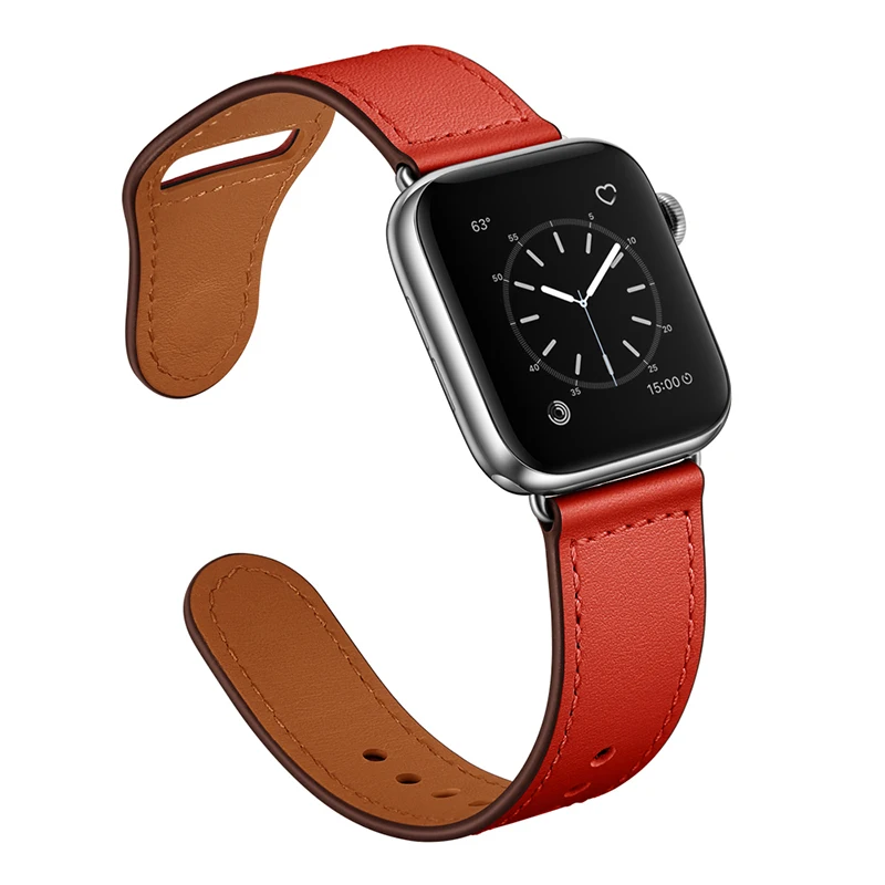 Кожаный ремешок для apple watch 5 4 band correa apple watch 44 мм 42 мм 40 мм 38 мм iwatch 5 4 3 2 1 браслет из натуральной кожи - Цвет ремешка: red