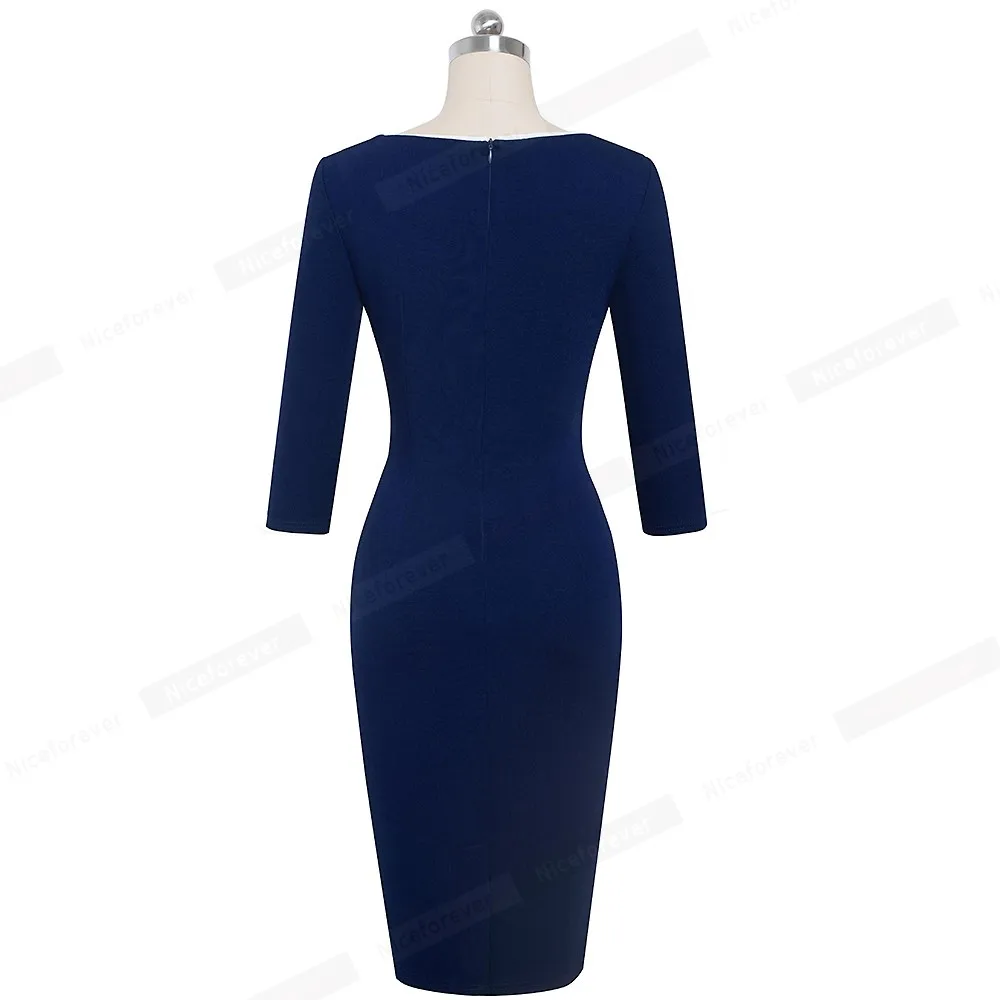 Хорошее-forever винтажное элегантное лоскутное офисное vestidos деловые вечерние облегающее женское платье-карандаш B551