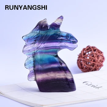 

Big size 300-400g Natural crystal Unicorn Rainbow Fluorite Crystal hand carved Polished Quartz Healing Stone Home DIY Decorative