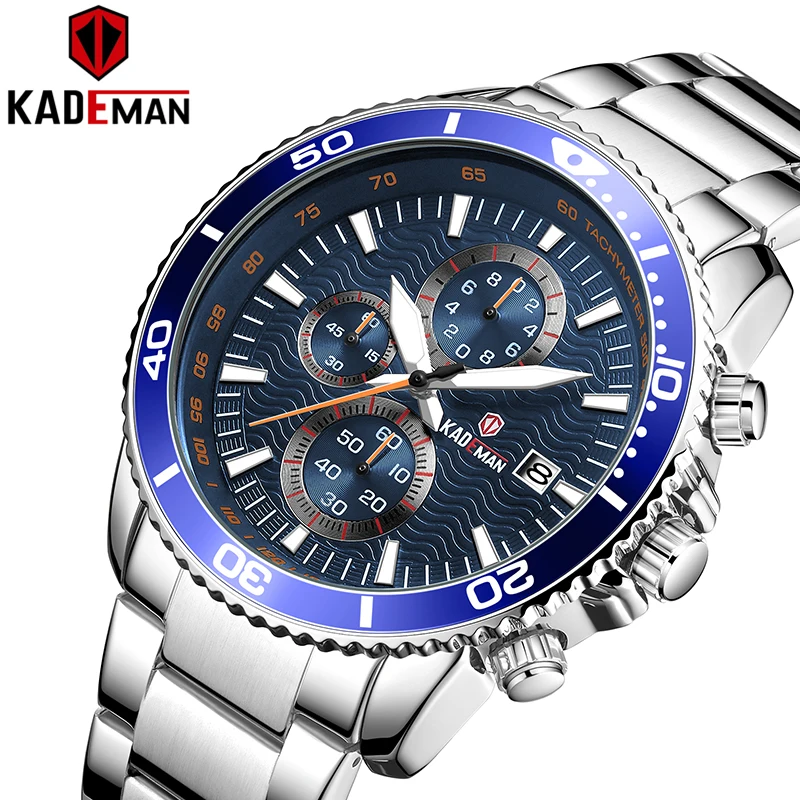 

New KADEMAN Luxury Watches Men Casual Business Calendar Week Date Fashion Full Steel Top Brand Wristwatch Waterproof Relogio 861