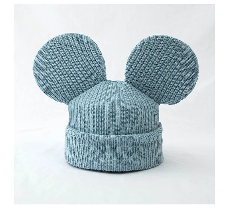 Winter Mouse Ear Beanie Hat Ladies Knit 