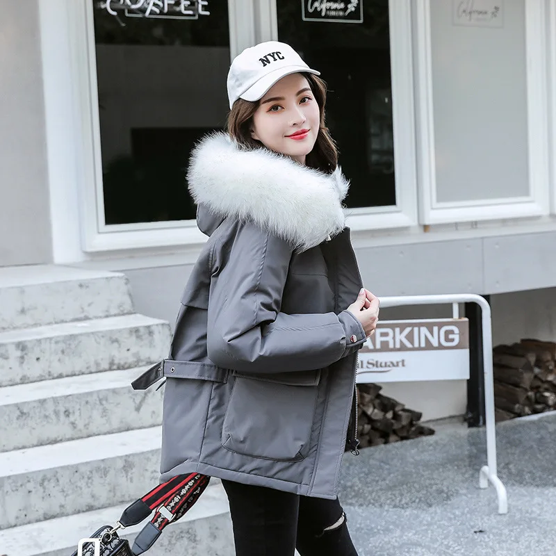 High-End Large Size Cotton Coat WOMEN'S Coat Autumn And Winter New Style Fashion Loose-Fit Slimming-Style Short Hooded Fur