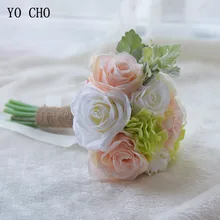 YO CHO Свадебные шелковые розы искусственный букет невесты Цветы Свадебный букет для подружек невесты Декор Свадебные аксессуары букет