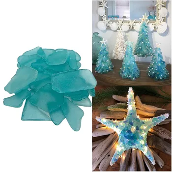 

DIY Sea Glass Beach Christmas Tree Decorate Sanding Material Sheet Bulk 500g Sky Blue Irregular Sea Glass Bead Home Decoration