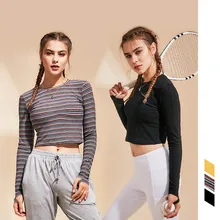 Женский укороченный бесшовный топ с длинными рукавами, спортивная одежда для женщин, футболка для спортзала или йоги с отверстиями для большого пальца, облегающие рубашки для тренировки для женщин