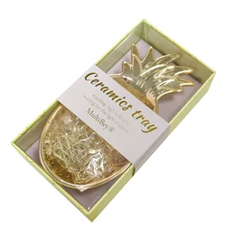 Porte bijoux en forme d'ananas et de trombone doré, plateau en céramique, accessoires de bureau, organisateur, décoration de la maison 