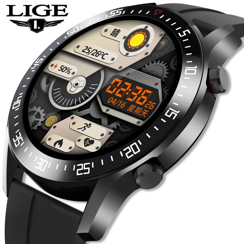 Full touch screen men Smart watch heart rate Blood pressure monitoring waterproof Sports Fitness tracker For ios Android | Электроника