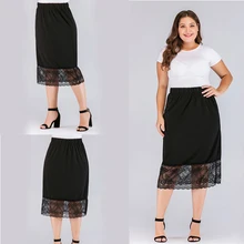 Женская кружевная юбка-комбинация, повседневная элегантная сетчатая прозрачная короткая черная юбка, удлиняющая до середины икры