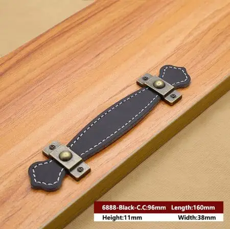 1PCS Leather Handle Bag Handle Drawer Door Knob Brown Black Furniture Handle Hardware Decoration Zinc Alloy Cabinet Dresser MBS0010-2