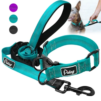 

Reflective Dog Collar and Leash Set Nylon Pet Collar Dog Leash Lead Training Running Walking Leashes for Small Medium Large Dogs