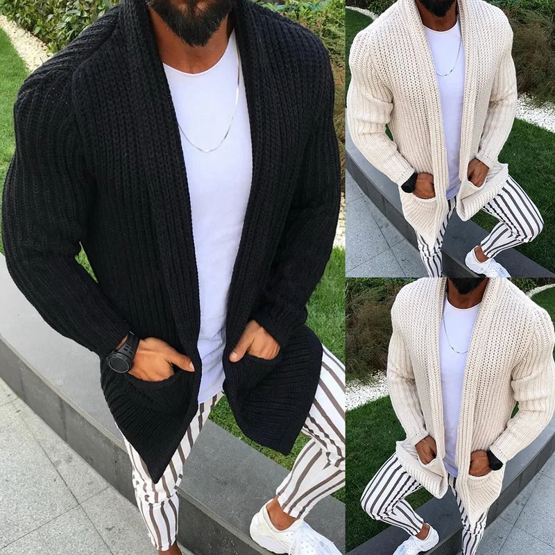 

Mens Warm Sweater Coat Winter Clothes Pockets Casual Men Sweatercoat Tricot Cardigan Autumn Knitted overcoat Full clothes hombre