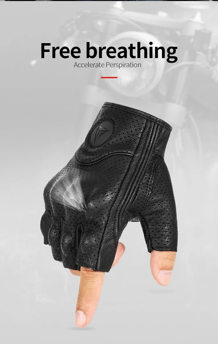 MOTOWOLF Summer Leather Motorcycle Gloves Half Finger Men Breathable Guantes Moto Motocicleta Motocross Motorbike Gloves motorcycle protective gear