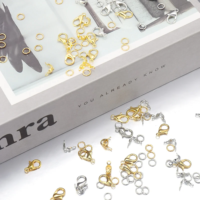 450-1450pcs/Box Jewelry Making Kits Lobster Clasp Open Jump Rings End Crimps Beads Box Sets Handmade Bracelet Necklace Findings