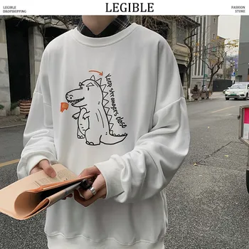 

LEGIBLE Men Sweatshirts 2020 Mens Harajuku O-Neck Hoodies Male Loose Pullover Streetwear Korean Skateboard Hoodie 3XL