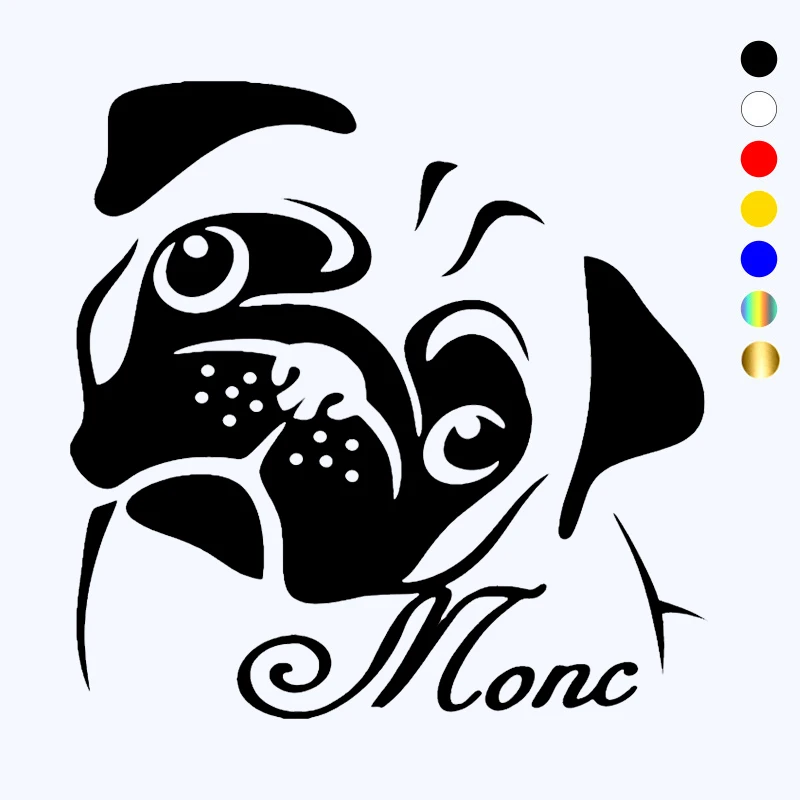 

CK20434# 15x15cm Die-cut Vinyl Decal Pug Car Sticker Waterproof Auto Decors on Car Body Bumper Rear Window