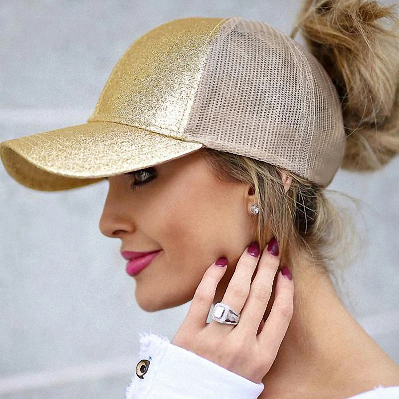 

Ponytail Women's Baseball Cap Messy Bun Snapback Summer Mesh Hats Casual Sport Sequin Caps Drop Shipping Hat Cap Streetwear Hat
