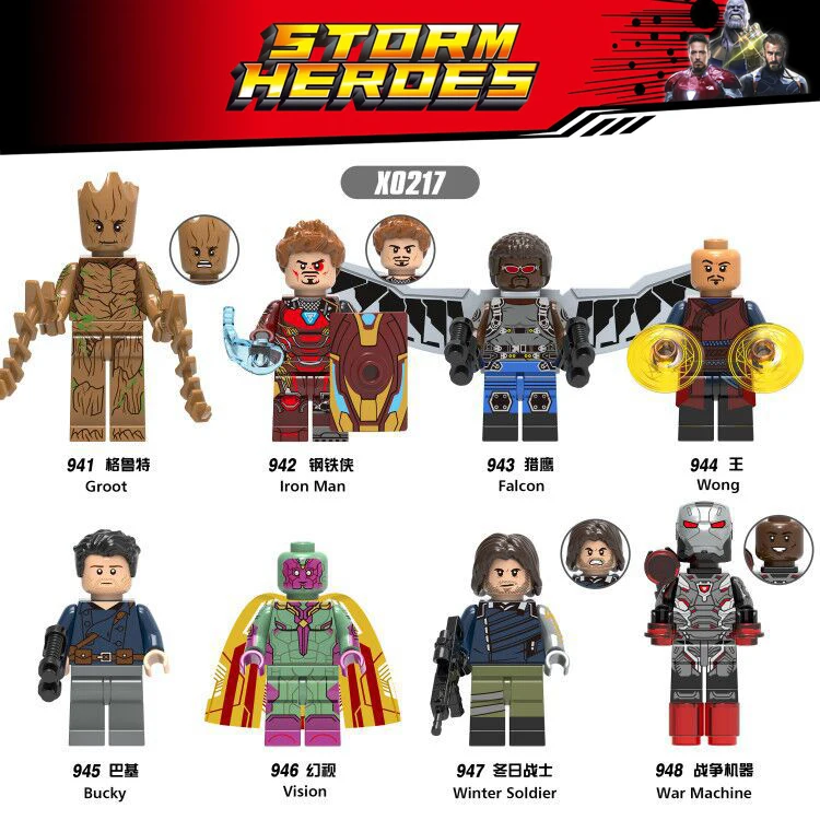 

Marvel Avengers Infinity War Figures Falcon Iron man Bucky Vision Winter Soldier War Machine Models Building Blocks Bricks Toys