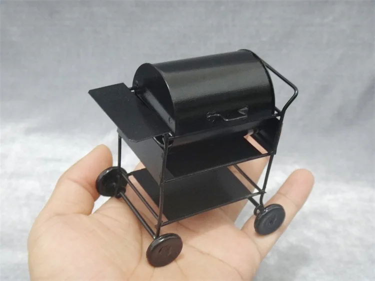 1:12 Doll House Pocket Model Kitchenware Outdoor Oven Square Grill Iron Craft Decorations Cart Toy