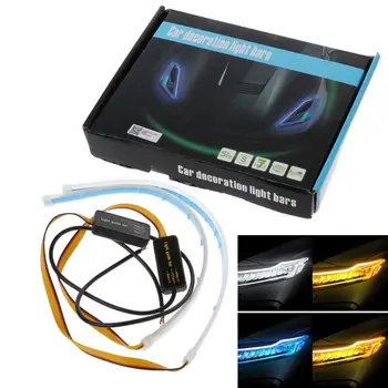 

1 Pair Car Turn Signal Strip Decoration Light Bar Super Slim Waterproof Headlight Sequential Flowing Amble Blue Lamp Auto Access