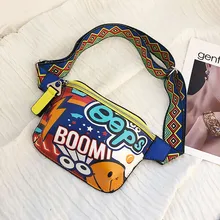 Женская сумка на груди с принтом граффити, широкий плечевой ремень, поясная сумка, поясная сумка, сумка для мобильного телефона, сумка-мессенджер# YJ