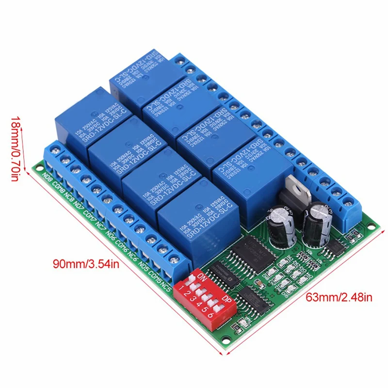 DC 12V 8 Channel RS485 релейная команда Программируемый Модуль управления, ассортимент