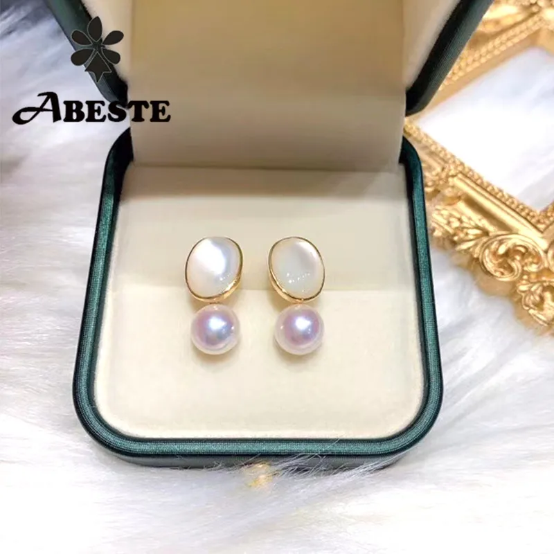 Желтые золотые серьги ANI 18k Solie женские ручной работы Akoya белый жемчуг бриллианты