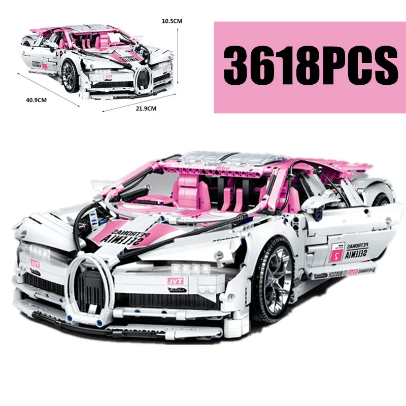 

New 3618PCS Technic Series City Pink Racing Car Fit Legoings Technic Building Blocks Bricks Kids Christmas Model Toys Gifts