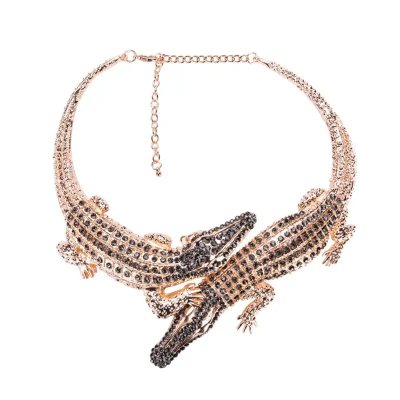 Панк ремень Стразы крокодил Цепочки и ожерелья для Для женщин модный тренд Цепочки и ожерелья T4MD