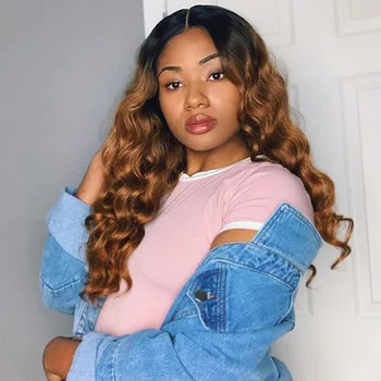 

Blonde Ombre Wig Pre Plucked With Baby Hair 150% Density Ombre Human Hair Wig Peruvian Hair Loose Wave Wig 4*4 Lace Closure Wig