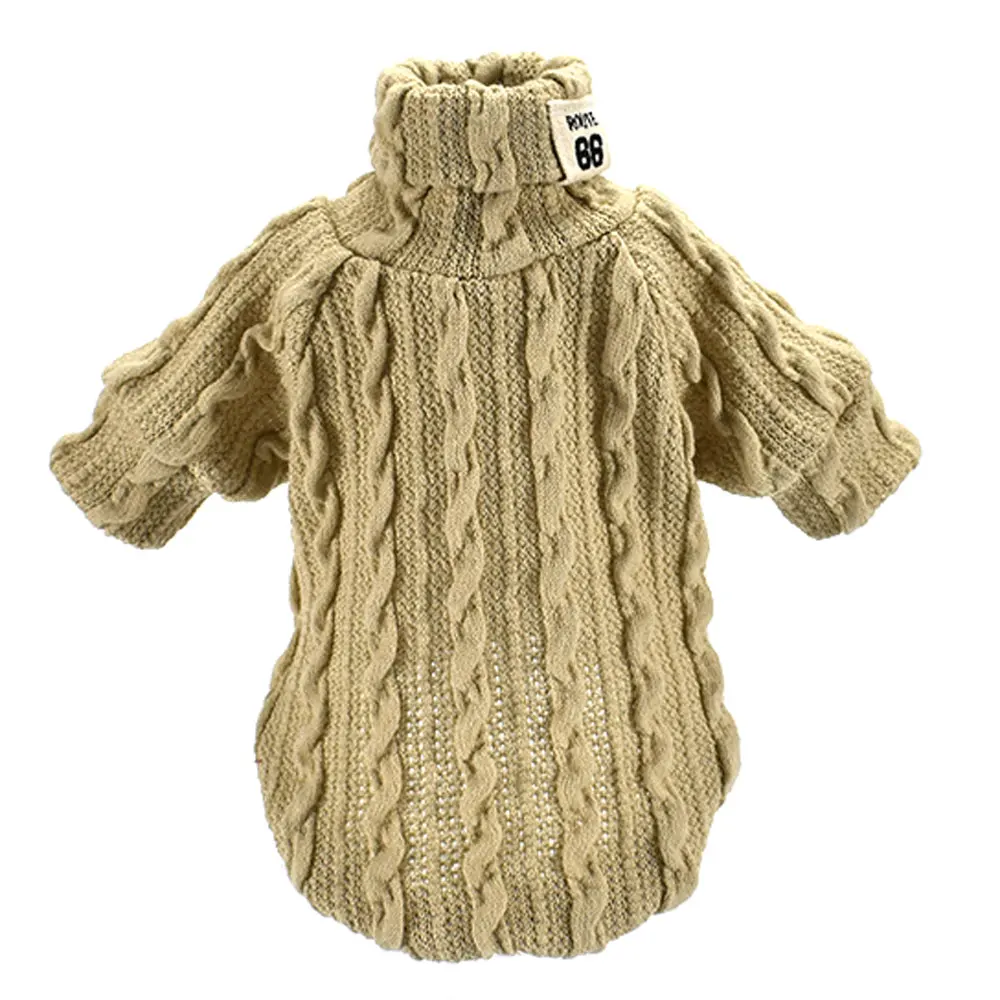 Beige Вязаный свитер для собак, XS-L для отдыха на открытом воздухе, подарки на зиму и осень, Трикотажный костюм для кошки, модное пальто, куртка для собаки, Удобная водолазка для домашних животных - Цвет: Beige