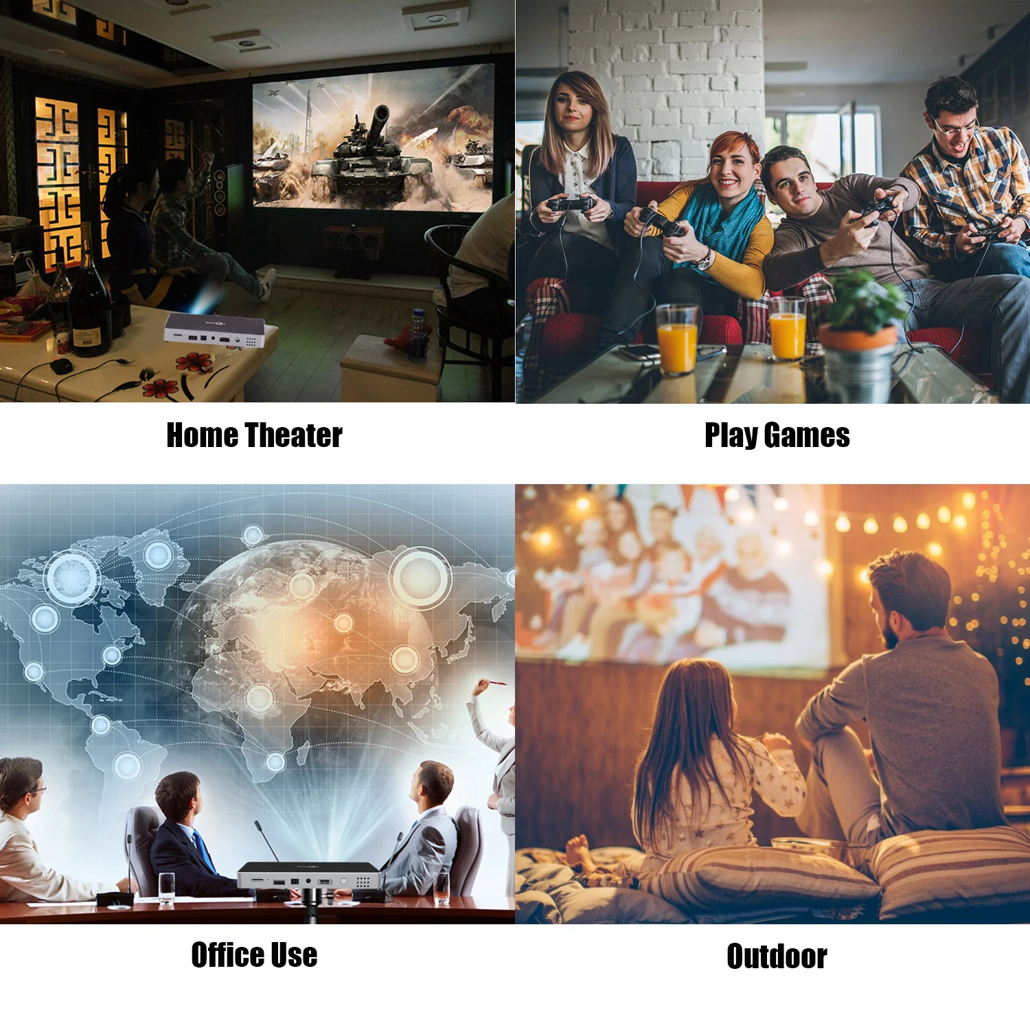 Портативный мини проектор DLP 1080P 250 ANSI 2 + 16 ГБ двухдиапазонный Wi Fi и BT домашний
