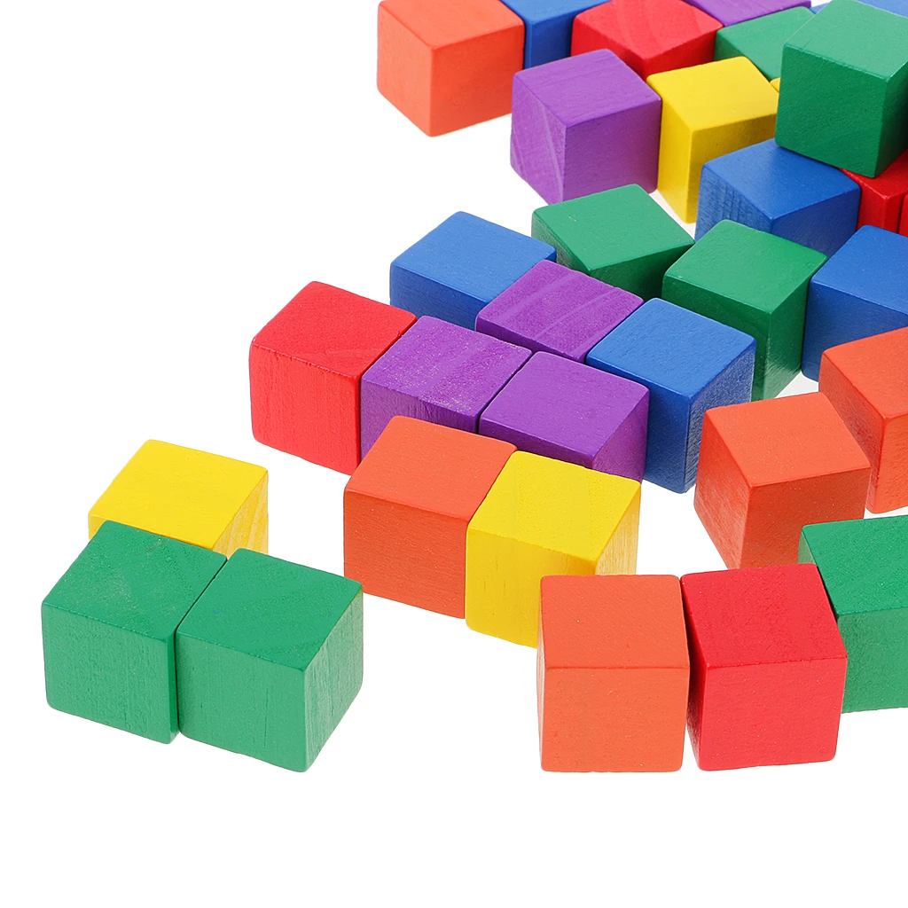 Необработанный пакет/100 шт красочные деревянные квадратные блоки кубики для детей DIY творческие игры игрушки ручной работы 2 см
