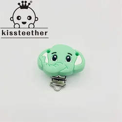 Kissteether Cartoon Animal Elephant Pacifier Clips Food Grade Silicone Baby Teether Safety Dummy Chain Holder DIY Pacifier Toys