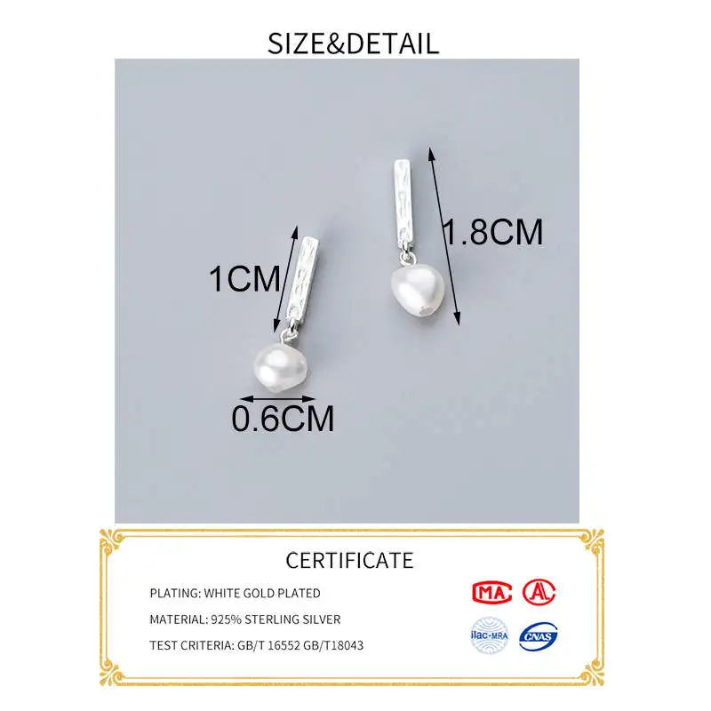 INZATT Real 925 Sterling Silver BaroquePearl Stud Earrings For Fashion Moon Women Party Minimalist Fine Jewelry Accessories Gift - Image 2