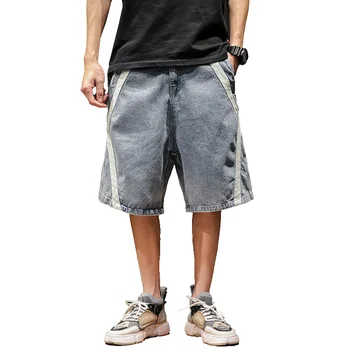 

Summer Casual Men Short Pants Slim Blue Jeans Short Men Holes Denim Male Streetwear Surf Board Bermuda Korean Clothing EE5DK