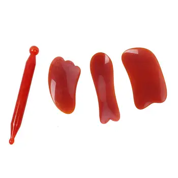 

4pcs/set Massage Gua Sha Tools Natural Resin Amber Massage Scraping Facial SPA Acupuncture for Face Guasha Scraper