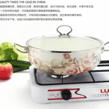 Эмалированный специальный горячий горшок с плоским дном, бытовой горшок 30 см, плита, утолщенный эмалированный суповый горшок с двумя ушами