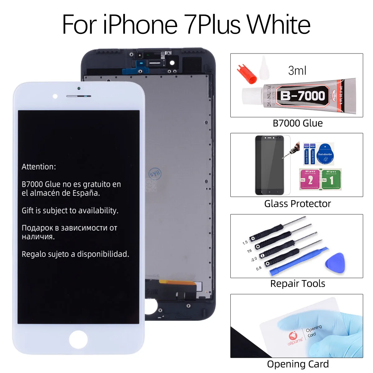 AAA Grade Дисплей для iPhone 7 7plus в сборе с тачскрином на рамке черный белый - Цвет: White 7 Plus