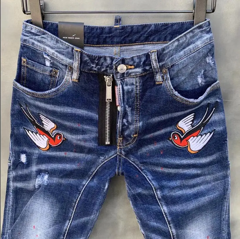 Classic, authentic, Men's Women's Hole Painted Stiletto Jeans, DSQUARED2,  Spring / Summer, T129, 2021|Jeans| - AliExpress