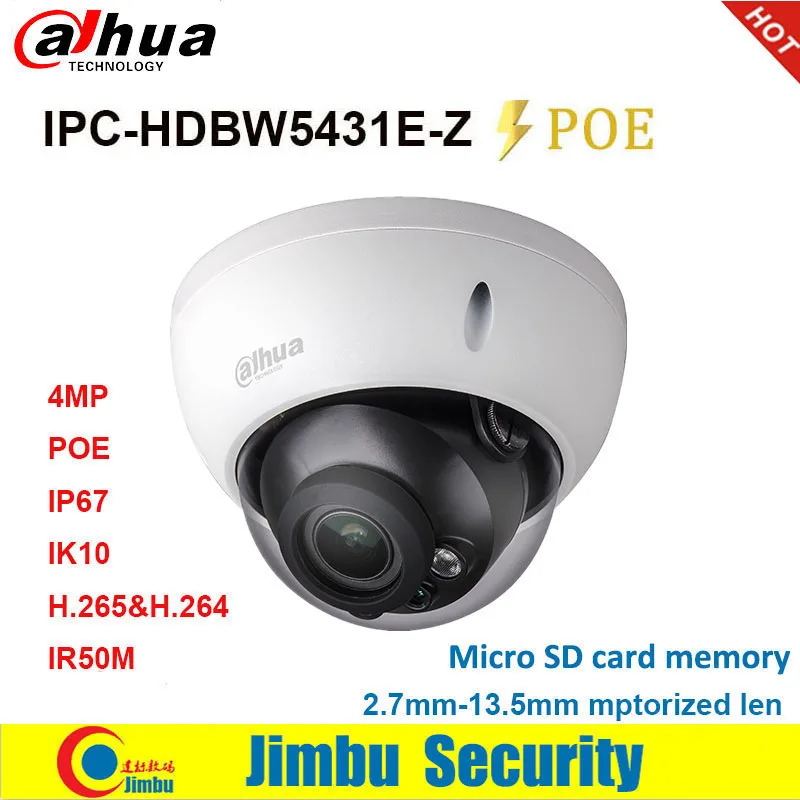 Dahua 4MP IP камера IPC-HDBW5431E-Z WDR сеть h.265 IR50m PoE 2 7 мм ~ 12 Моторизованный объектив IK10 Micro SD