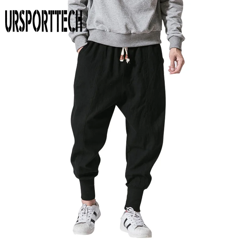 

URSPORTTECH Brand Harem Pants Men Solid Elastic Waist Hip Hop Trousers Mens Shrink Cuff Pants Pantalones Hombre Plus Size 5XL