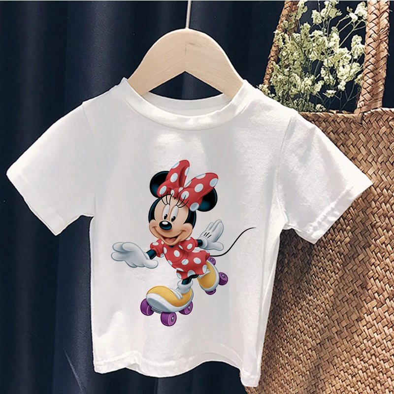 

Disney Unisex Summer Children O-neck Clothes Boys Girls Cartoon T-shirt Print Mickey Minnie Donald Duck Blouse Fashion Toddler