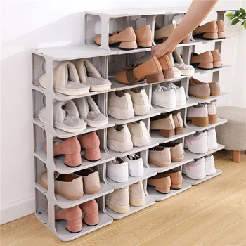 

4pcs 6pcs Space Savers Shoe Rack Multi-storey Organizer Household Cloth Standing Shoe Rack DIY Shelf Sneakers Organizers