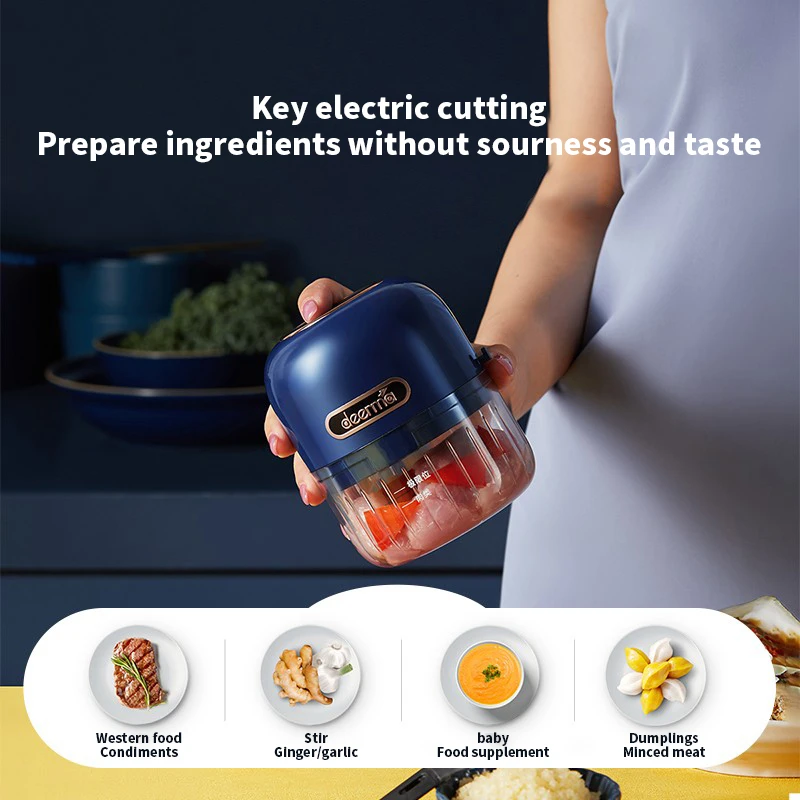 Deerma dem-js200 garlic blender masher meat grinder household garlic puller wireless electric mini garlic grinder small non 4