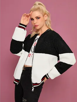 

Lamb Cashmere Fashion Coat Women Jacket Harajuku Autumn Winter Fleece Coat Woman