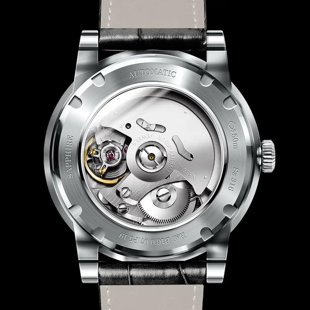 men wrist watch, automatic watches PONIGER luxury brand mens dress waterproof wristwatch self wind mechanical reloj hombre new