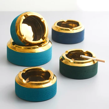 

Creative Ceramic Gold Plating Smoke Cigarette Ash Tray Crafts Decoration Ashtray For Desk Office Car Boyfriend Gifts Home Decor