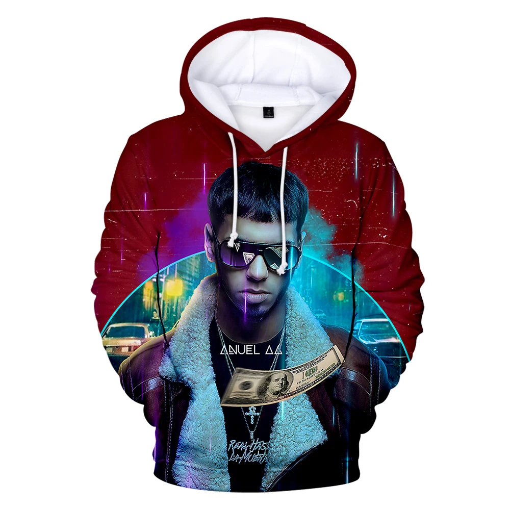Anuel AA Мужская толстовка модная настоящая Hasta La Muerte Толстовка с принтом хип хоп 3D принт осень зима длинный рукав